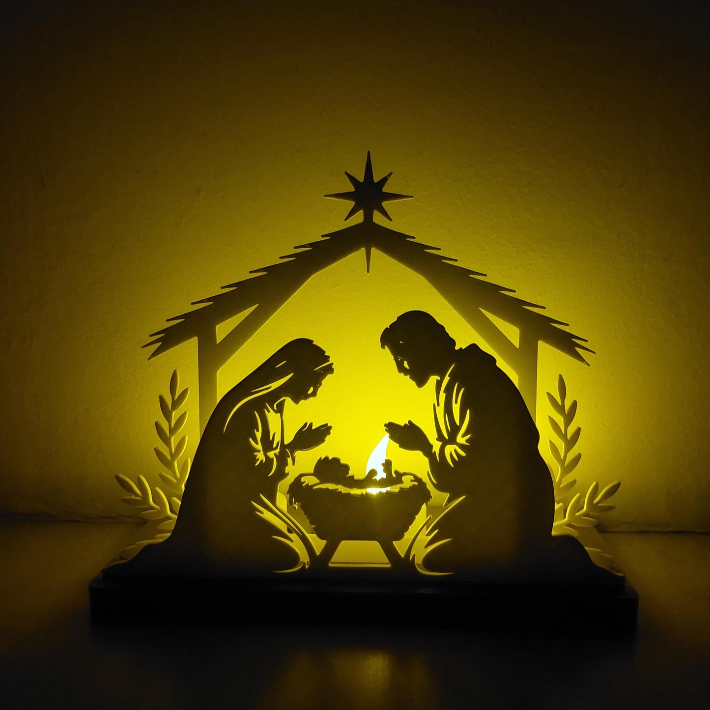 Nativity Scene Tea Light | Holy Family Silhouette 3D-Printed