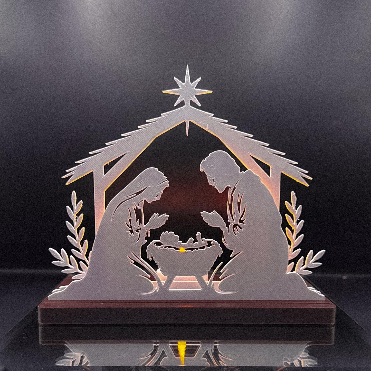 Nativity Scene Tea Light | Holy Family Silhouette 3D-Printed