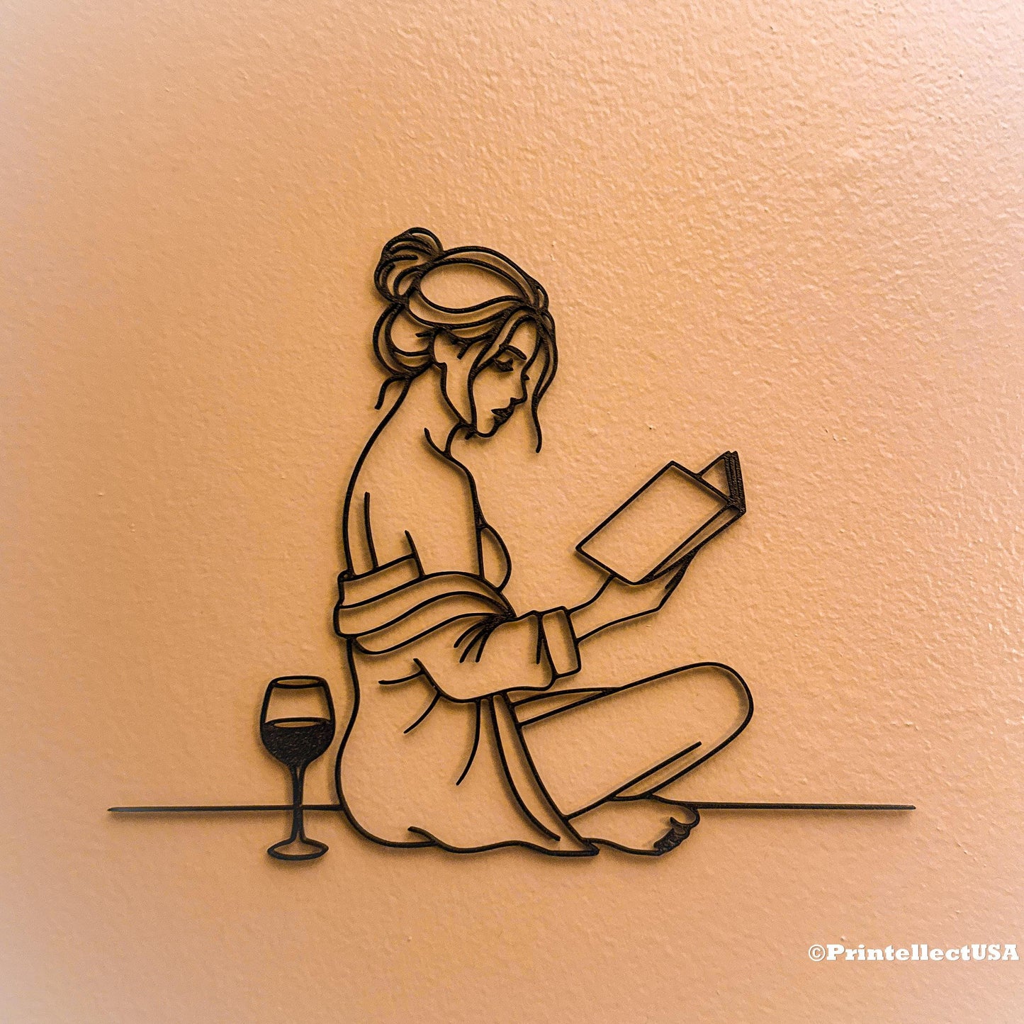 Reading & Wine Wall Art | Elegant Silhouette Home Decor