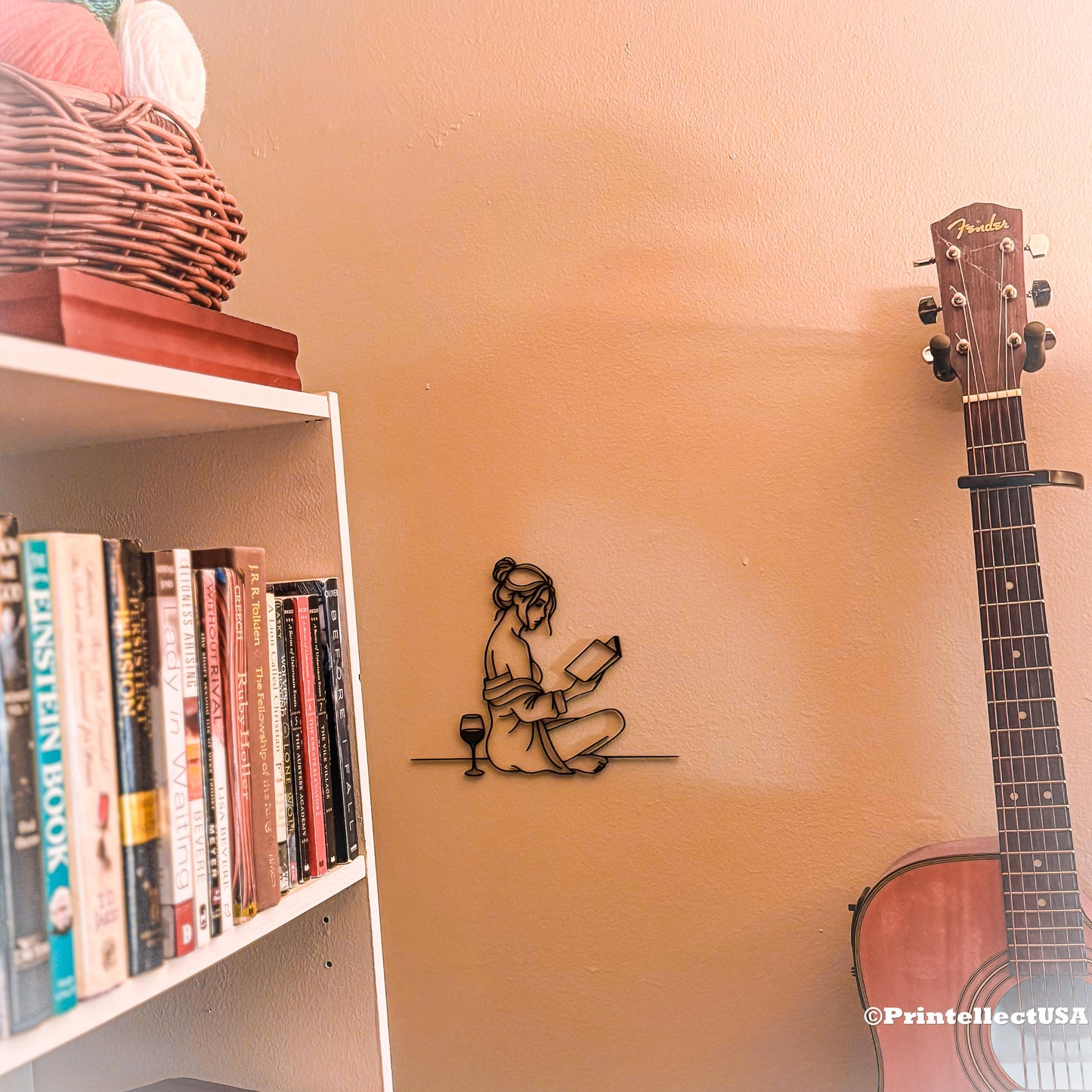 Reading & Wine Wall Art | Elegant Silhouette Home Decor