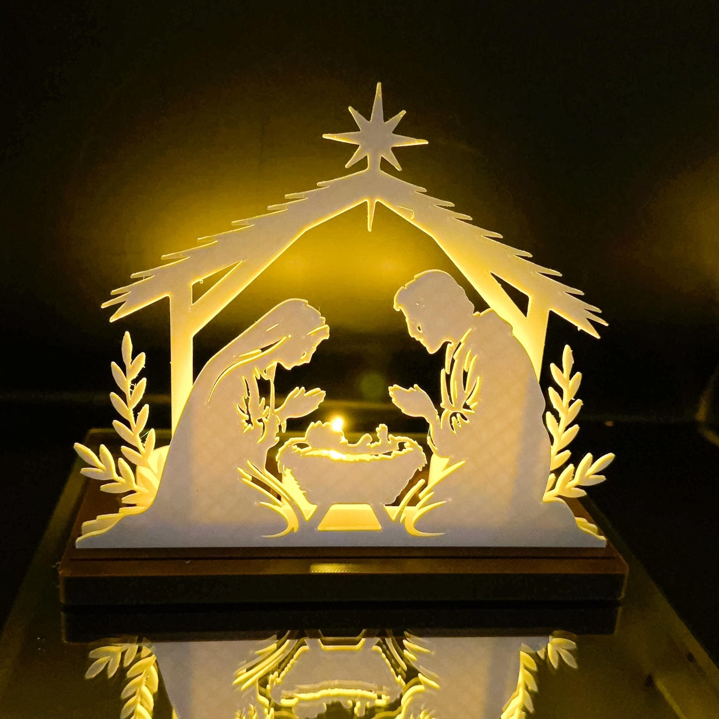 Nativity Scene Tea Light | Holy Family Silhouette 3D-Printed