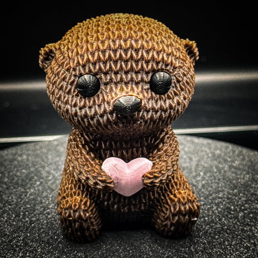 Knitted-Style Otter Holding Heart | Cute Otter Gift | Stocking Stuffer | Cozy Animal Decor