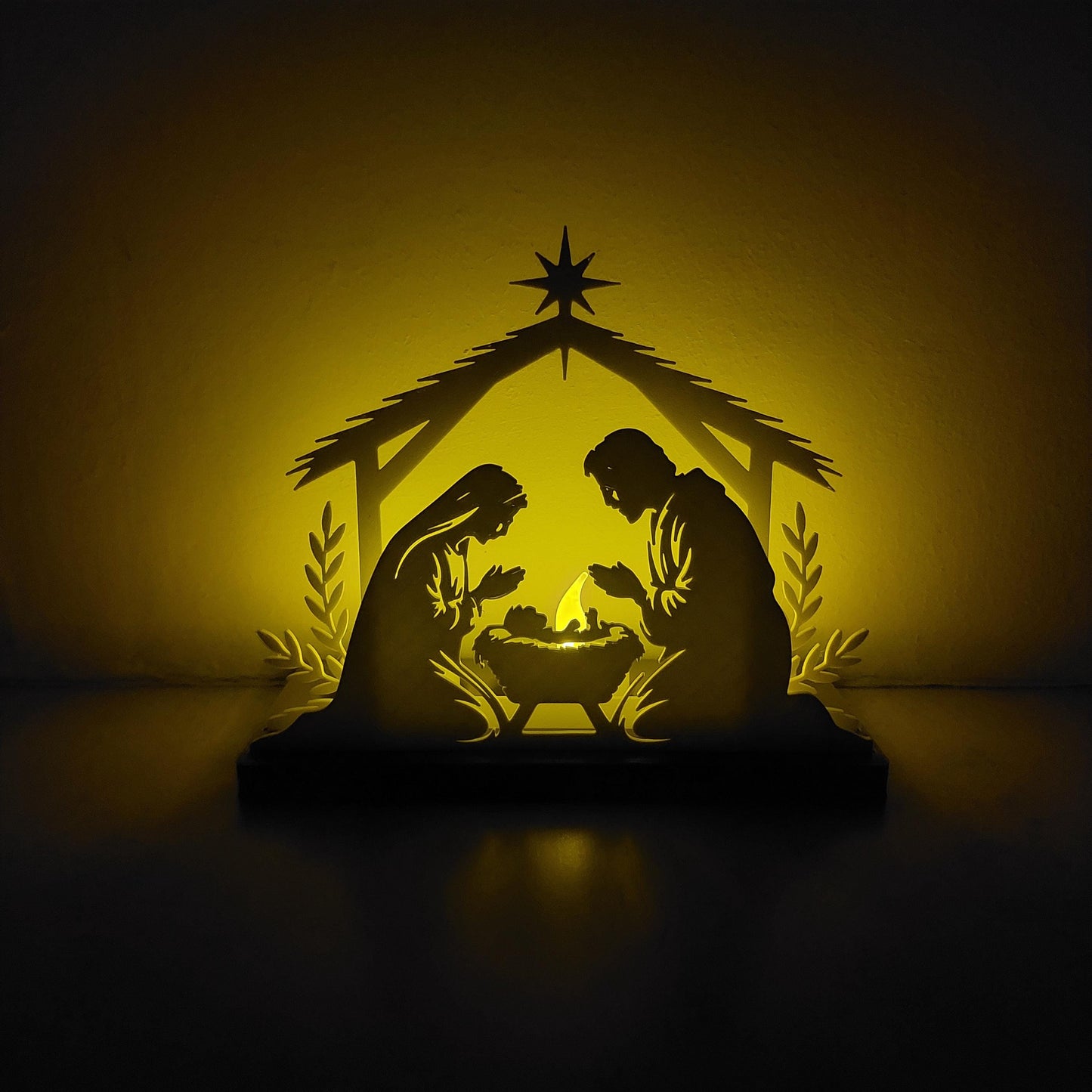 Nativity Scene Tea Light | Holy Family Silhouette 3D-Printed