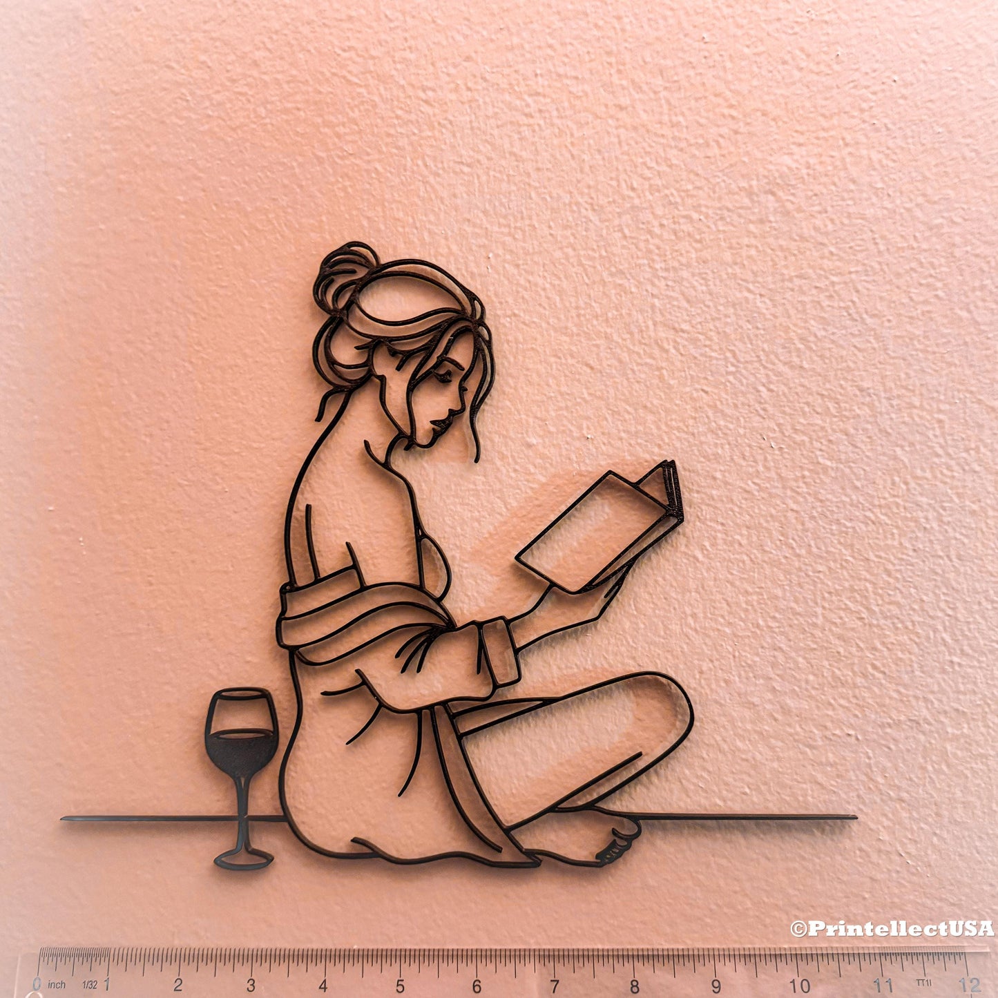 Reading & Wine Wall Art | Elegant Silhouette Home Decor