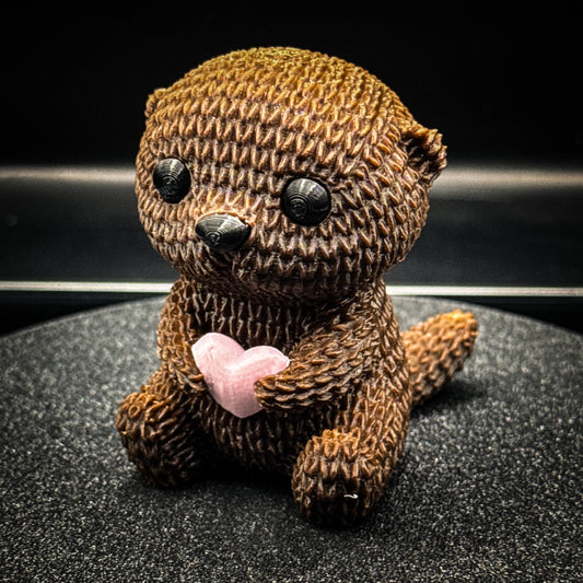 Knitted-Style Otter Holding Heart | Cute Otter Gift | Stocking Stuffer | Cozy Animal Decor