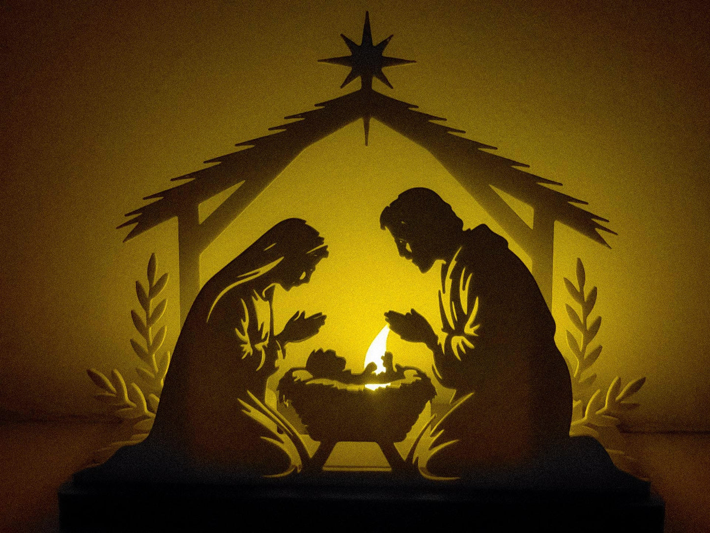 Nativity Scene Tea Light | Holy Family Silhouette 3D-Printed