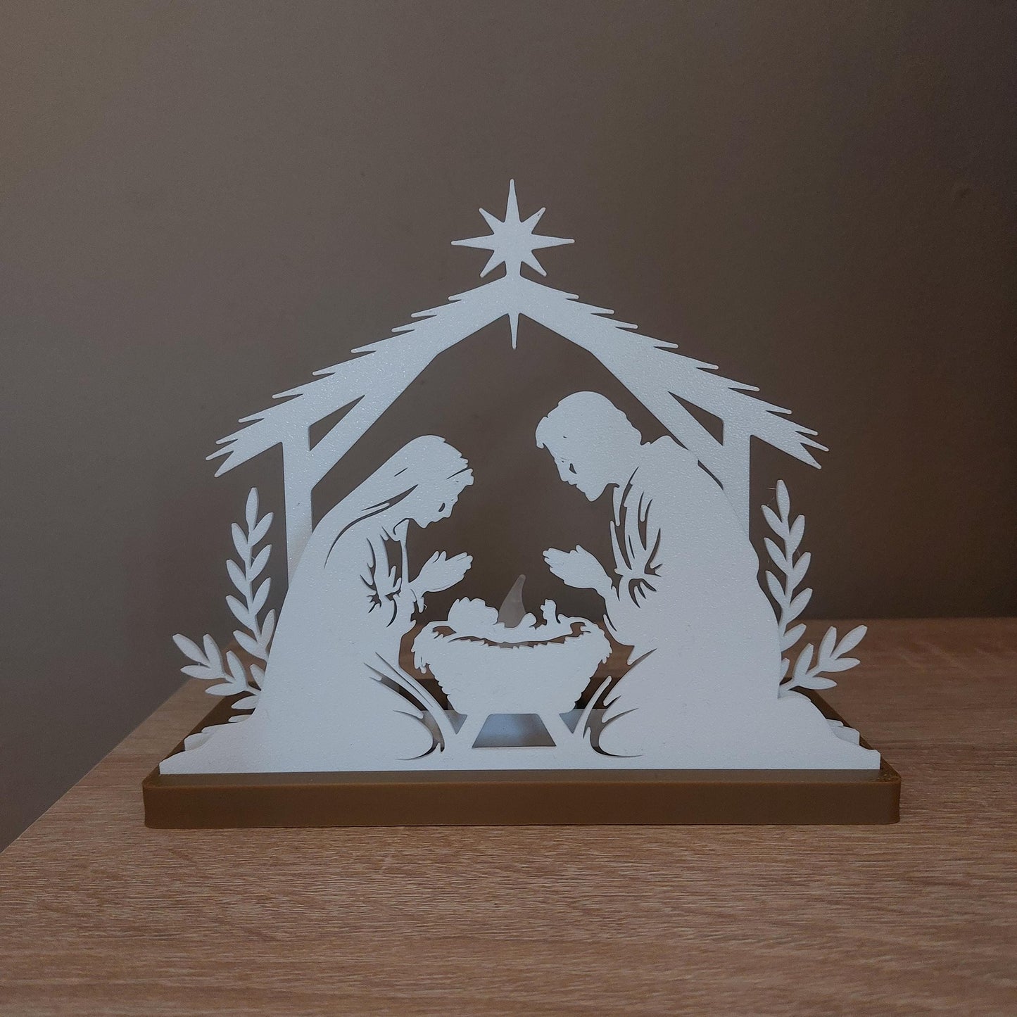 Nativity Scene Tea Light | Holy Family Silhouette 3D-Printed