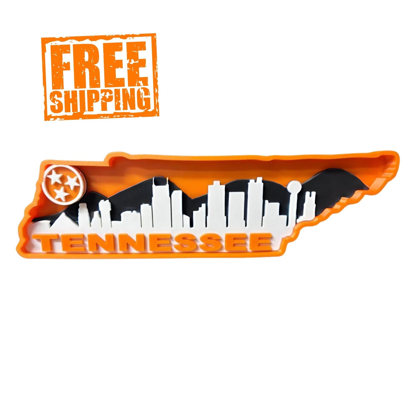 Tennessee Skyline Desk Sign: Memphis, Nashville, Knoxville 3D Printed