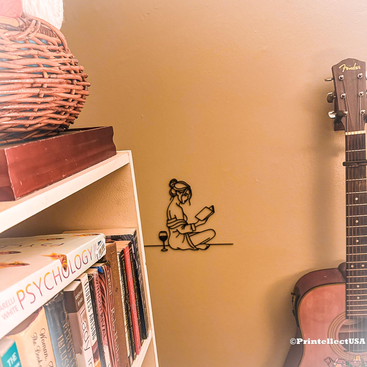 Reading & Wine Wall Art | Elegant Silhouette Home Decor