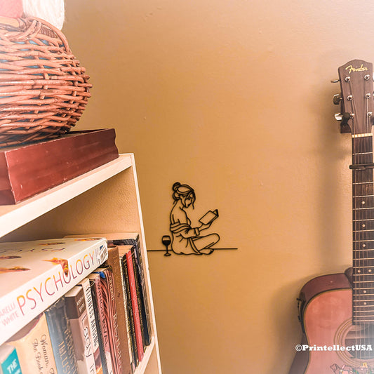 Reading & Wine Wall Art | Elegant Silhouette Home Decor