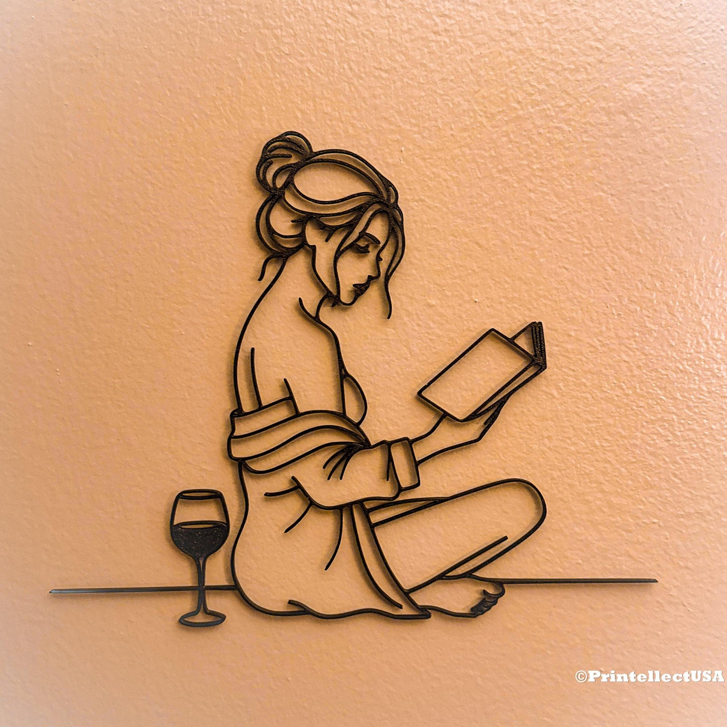 Reading & Wine Wall Art | Elegant Silhouette Home Decor