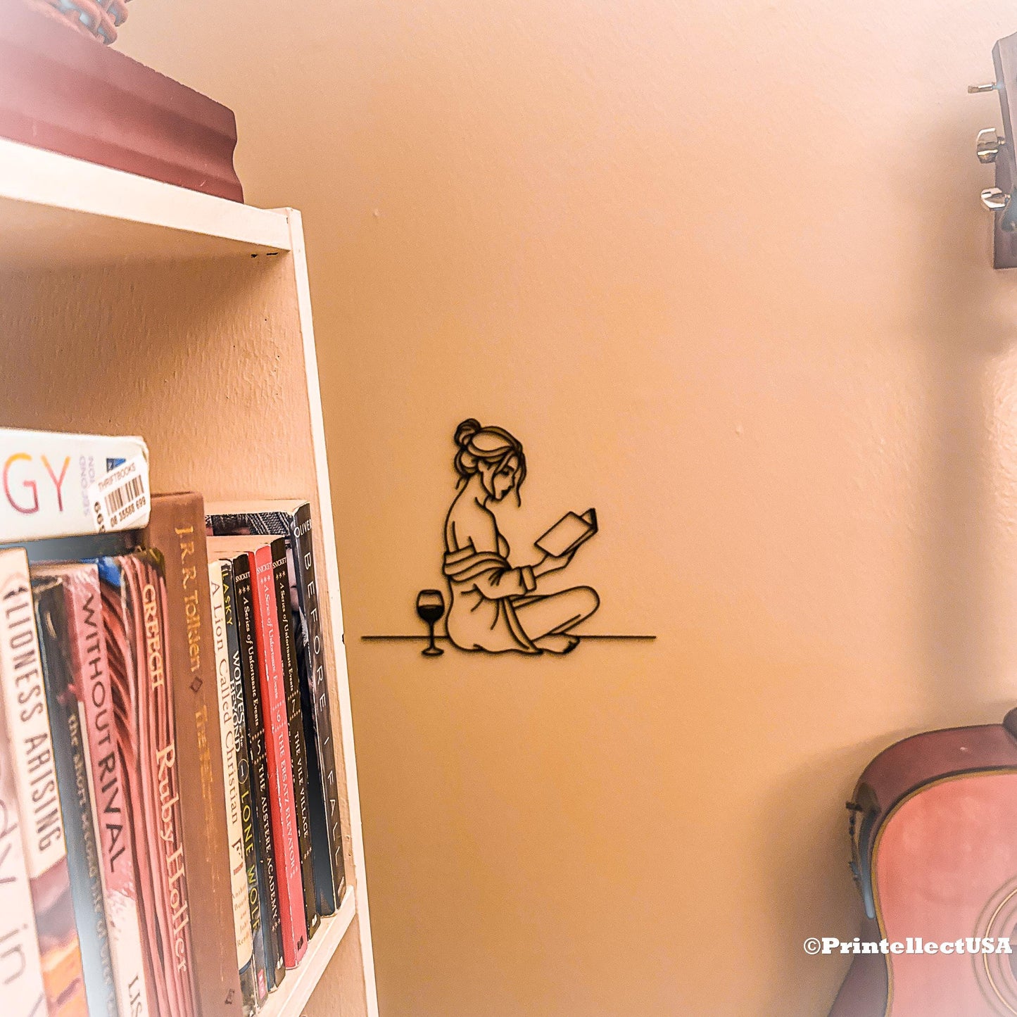 Reading & Wine Wall Art | Elegant Silhouette Home Decor